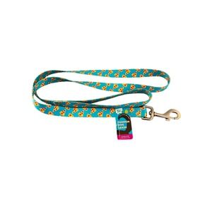 Play On Dog Leash M/L Teal Pizza Slice Print New Fashion Pet Lead 4ft x 3/4in